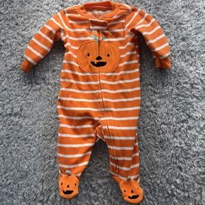 Just One by Carters Baby Pumpkin Fleece Footed Sleeper Size 3M Orange